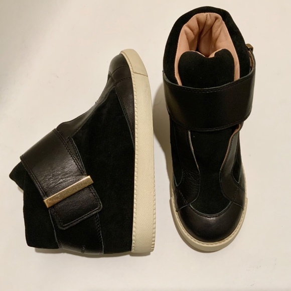 SEE BY CHLOE Shoes Sami Black Nappa Leather High Top Ankle Sneaker with Buckle - Picture 8 of 11